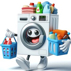 washing machine mascot cartoon - obrazy, fototapety, plakaty