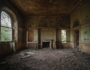 Fototapeta na wymiar Abandoned Echoes: A Glimpse Inside a Deserted Room