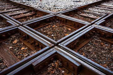 Intersecting railroad tracks