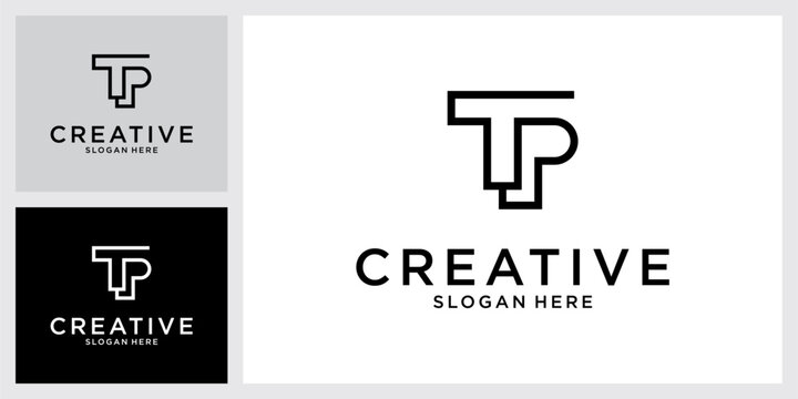 P or PT Letter Logo Design Template