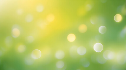 Obraz premium Gentle orbs of bokeh light on a green spring background, conveying renewal and peacefulness in an ethereal style