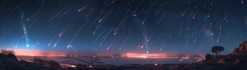 Fototapeta na wymiar Augmented Reality experience of a Meteor Shower