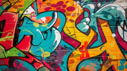 Obraz premium Colorful urban graffiti art on wall