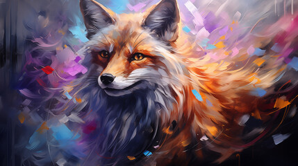 creative poster with colorful fox