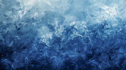 Obraz premium Abstract blue water painting texture background with visible brush strokes and swirling patterns in shades of blue and white. Copy space for text.