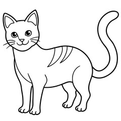   Cat vector illustration with line art.
