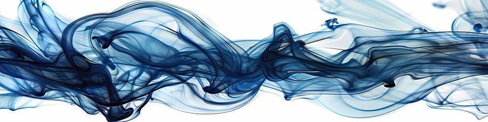 Dynamic ink composition forming an elegant and unique liquid blue abstraction.