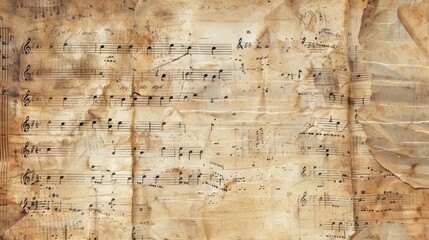 Antique paper with musical notes, a classic backdrop for art and design