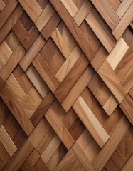 An abstract view of dark wood parquet flooring with a unique herringbone pattern, offering a mix of natural colors and textures