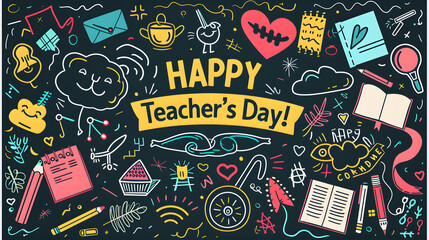 Happy Teacher's Day! With school icons