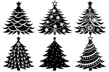 collection-6-set-of-christmas-tree-vector illustration 