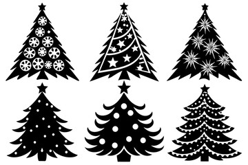 collection-6-set-of-christmas-tree-vector illustration 