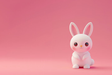 3D Rabbit on a pink background. a place to copy.