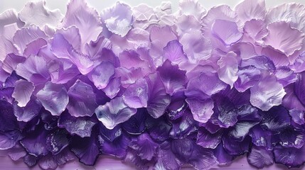 Obraz premium Purple and white flowers on white-purple background with water droplets on flower petals