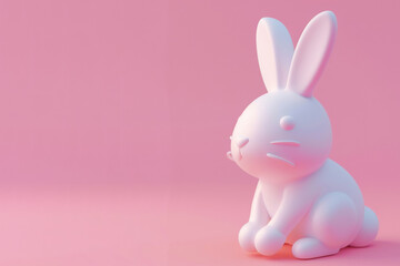 3D Rabbit on a pink background. a place to copy.