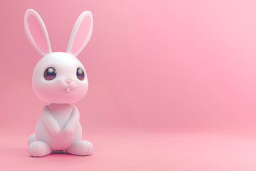 Obraz premium 3D Rabbit on a pink background. a place to copy.