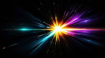 Abstract background, decaying multicolor light trail particles.