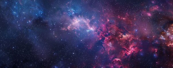 Vibrant panoramic view of a star-forming nebula set against the backdrop of outer space - obrazy, fototapety, plakaty