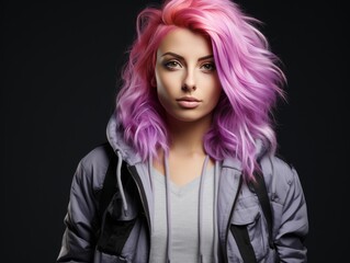 Naklejka premium Woman With Pink Hair Posing for a Picture