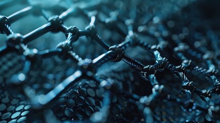 A close-up view of a CNTFET's intricate structure, highlighting the carbon nanotubes and gate electrode,