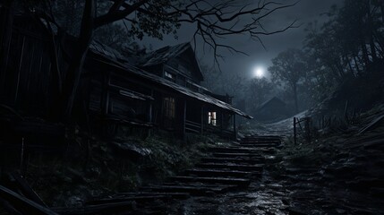 Obraz premium Old abandoned house at the top of the hill