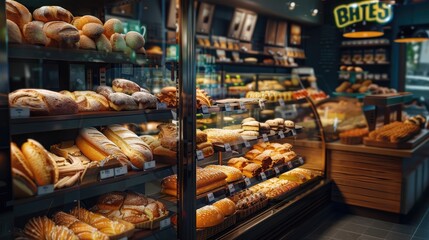 A digital scent-enabled bakery, with customers able to smell the aromas of the baked goods, - obrazy, fototapety, plakaty
