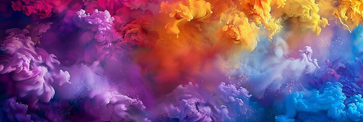 Obraz na płótnie Canvas A vibrant explosion of colorful smoke a background that bursts with bright and lively hues, spreading in all directions
