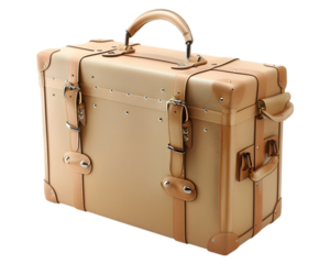 Retro suitcase of a traveler on transparent background