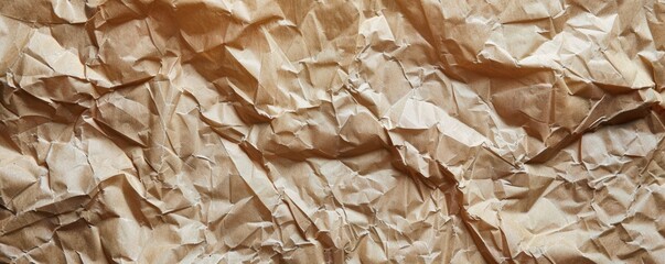 Detailed close-up of a crumpled brown paper, suitable for backgrounds or creative designs