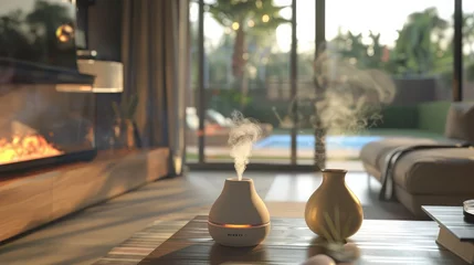 Foto op Canvas A digital scent diffuser in a modern home, releasing a calming scent into the air, © sania