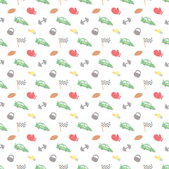 Seamless sport pattern. Background with sports icons. Doodle sport illustration