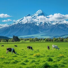 mountains' landscape with cows 