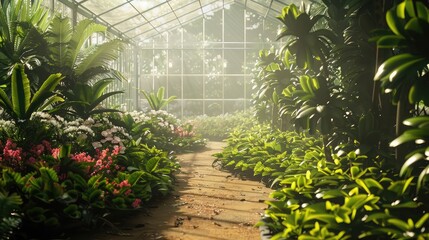 A digital scent-enabled botanical garden, with visitors able to smell the plants and flowers, - obrazy, fototapety, plakaty