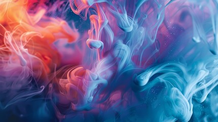 Naklejka premium Dynamic swirls of water seamlessly merging with a creative ink pattern in vibrant shades.