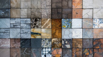 Variety of ceramic tiles pattern collage