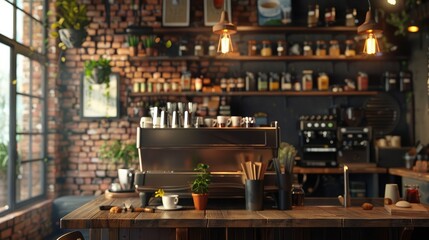 A digital scent-enabled coffee shop, with customers able to smell the aromas of the coffee, - obrazy, fototapety, plakaty