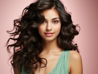 Fototapeta premium Beautiful Young Woman With Long Dark Hair