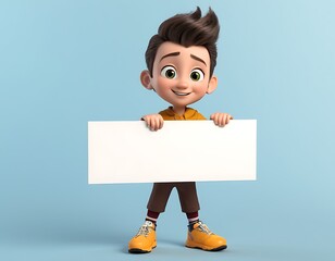Blank Message Board Character 3D render