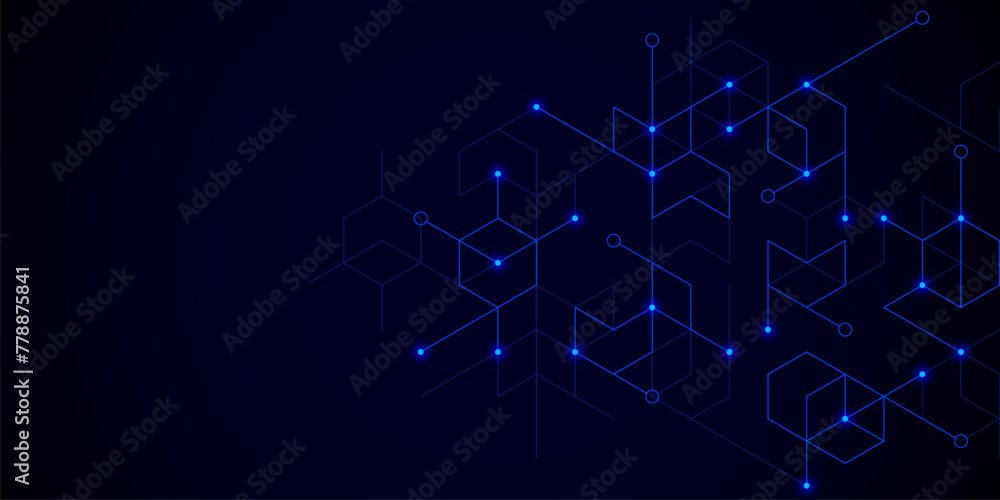 Poster Vector illustration of hexagons pattern. Geometric abstract background with simple hexagonal elements. Creative idea for medical, technology or science design