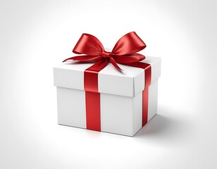 Set of gift box with red ribbon isolated on a transparent or white background