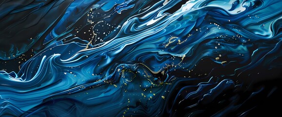 Dynamic water ripples intertwining with abstract ink, creating an enchanting visual delight.