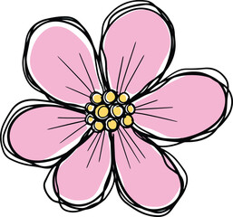 A Logo Hand Drawn Outline Squiggle Design Of a Wildflower Flower Icon Wildflower or Flower