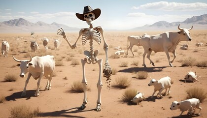 A-Cartoon-Skeleton-Cowboy-Herding-Skeletal-Cattle- 3