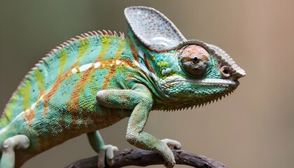 A-Chameleon-With-Its-Eyes-Moving-Independently-To-Upscaled_3 2 - obrazy, fototapety, plakaty