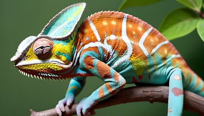 A-Chameleon-With-Its-Skin-Patterned-Like-A-Flower- - obrazy, fototapety, plakaty