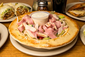 Chef salad in a bread bowl