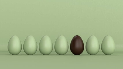 Easter eggs isolated on green background. 3d render illustration - 778879477