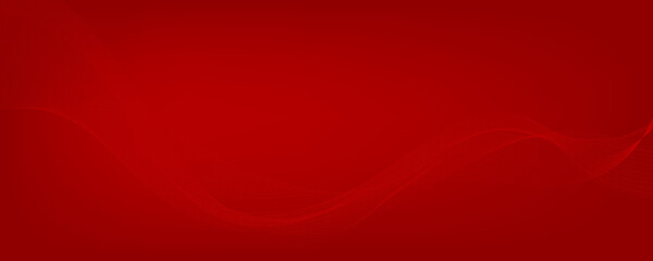 Abstract red background with dynamic red waves, lines and particles.	
