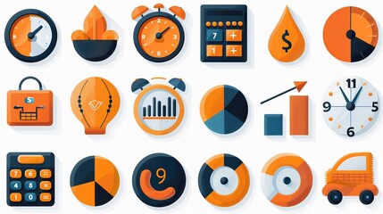Data Analysis Essentials: Vector Graphics Set for Office Professionals - obrazy, fototapety, plakaty