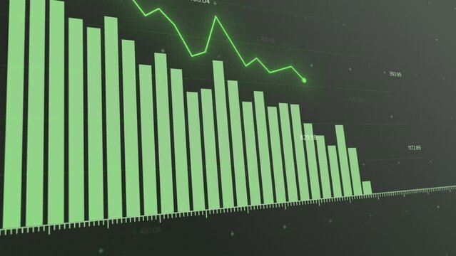 Dynamic green graphs showing market fluctuations in digital trading environment